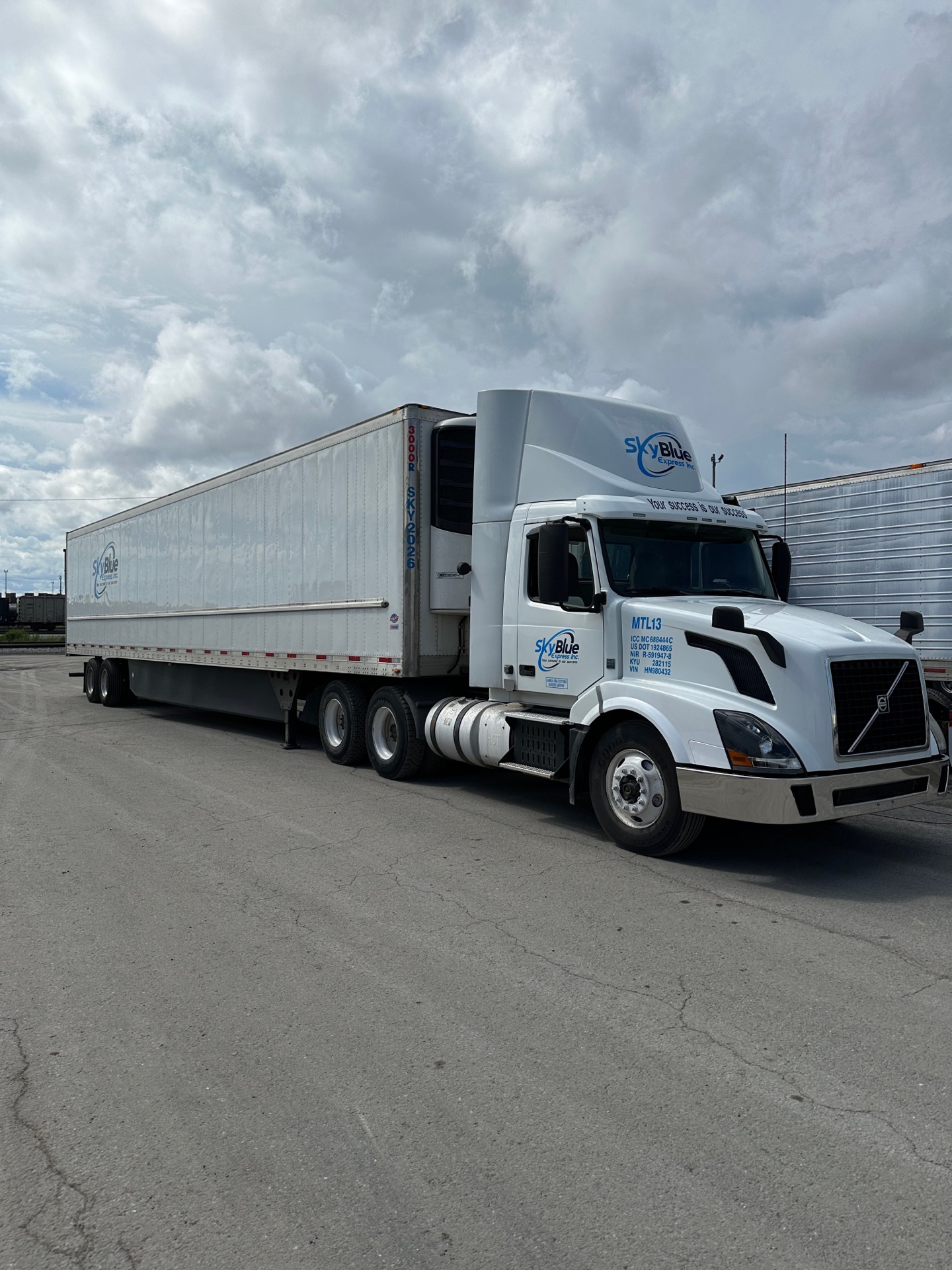 Sky Blue Express Volvo Truck